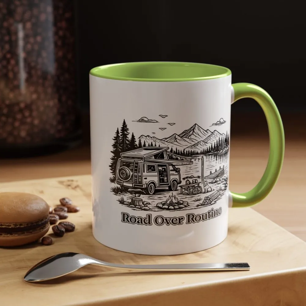 5212119146920950157_2048.jpeg Accent Coffee Mug (11, 15oz) — "Road Over Routine" Design Minimal-Line