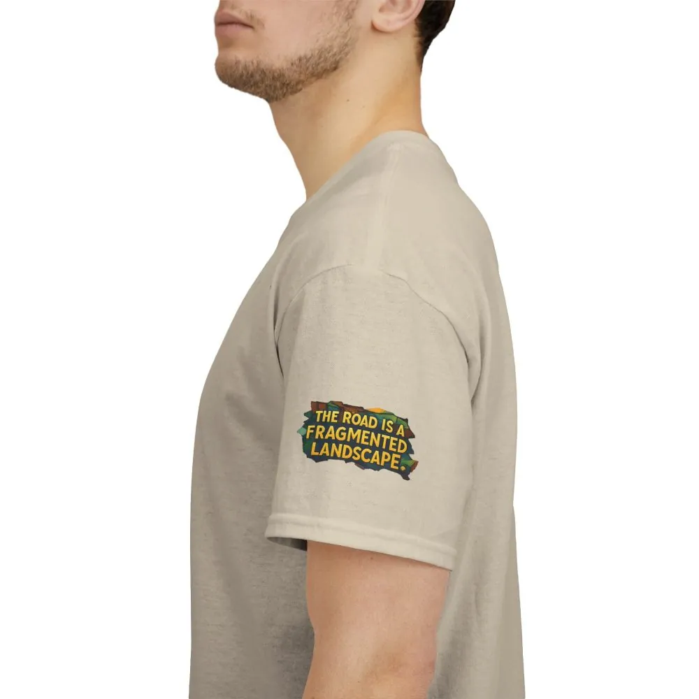 Unisex Heavy Cotton Tee — "The Road Is A Fragmented Landscape" Design Cubic-Line