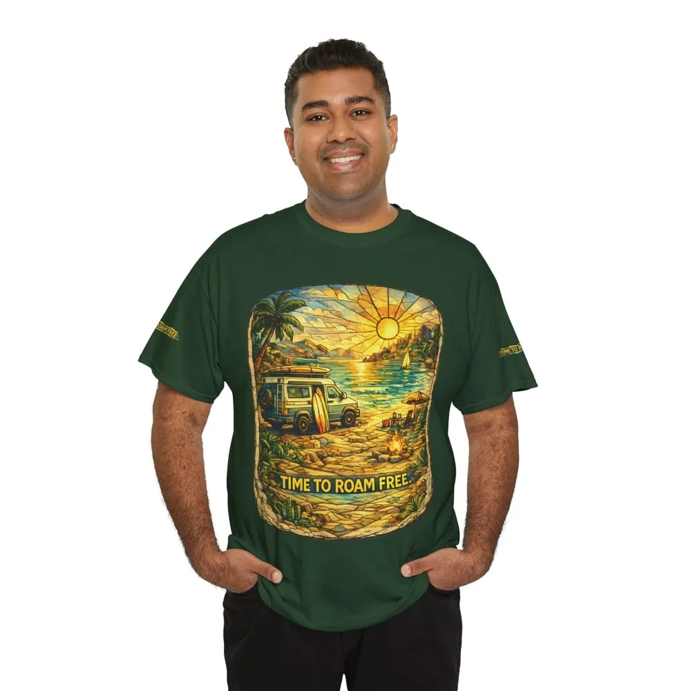 5220717695651153507_2048.jpeg Unisex Heavy Cotton Tee — "Time To Roam Free" Design Cubic-Line