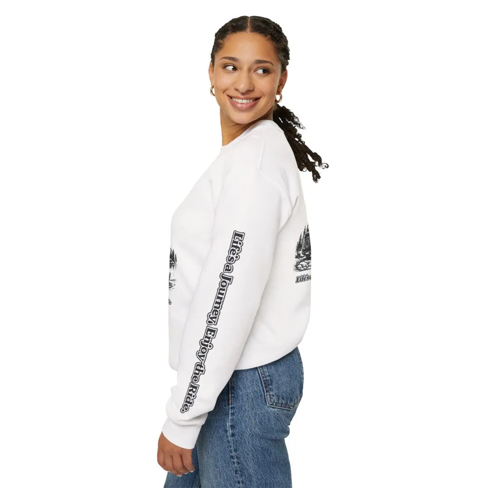 Unisex Heavy Blend™ Crewneck Sweatshirt — "Lifes A Journey,Enjoy The Ride" Design Minimal-Line