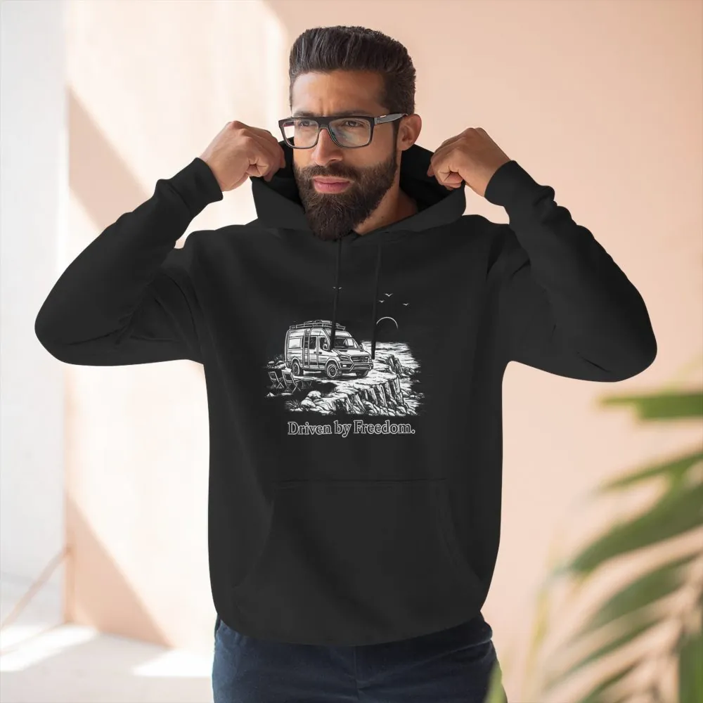 5224051549372409003_2048.jpeg Three-Panel Fleece Hoodie - "Driven By Freedom" Design Minimal-Line