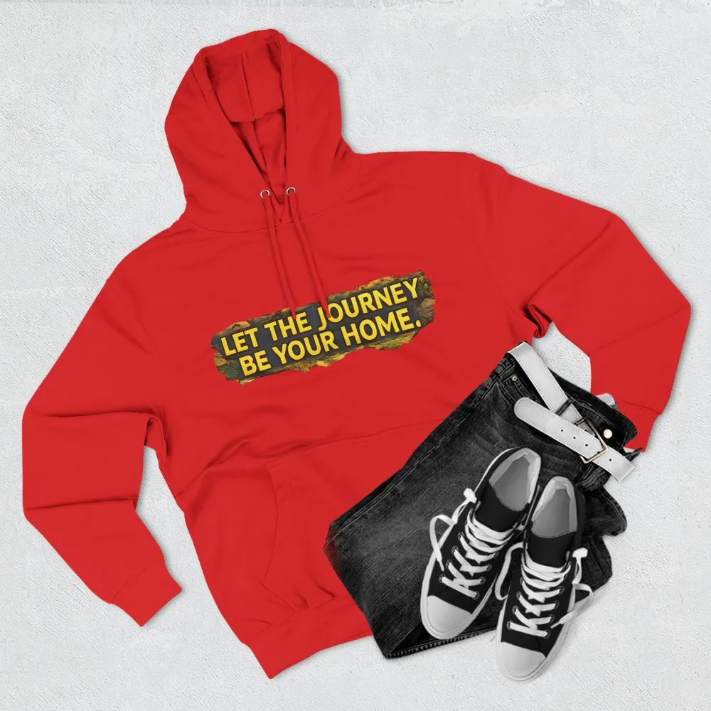 5234029330438030338_2048.jpeg Three-Panel Fleece Hoodie - "Let The Journey Be Your Home" Design Cubic-Line