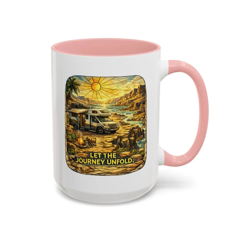 Accent Coffee Mug (11, 15oz) — "Let The Journey Unfold" Design Cubic-Line