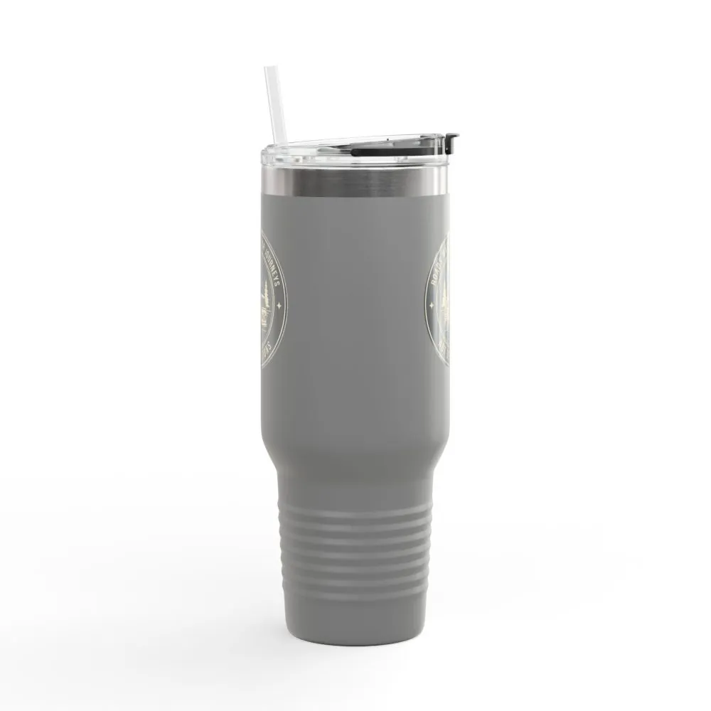 Insulated Travel Mug -'ROAD WHERE MADE FOR JOURNEYS-NOT DESTINATIONS' (40oz ) – Retro Camper Design, Keep Drinks Hot or Cold