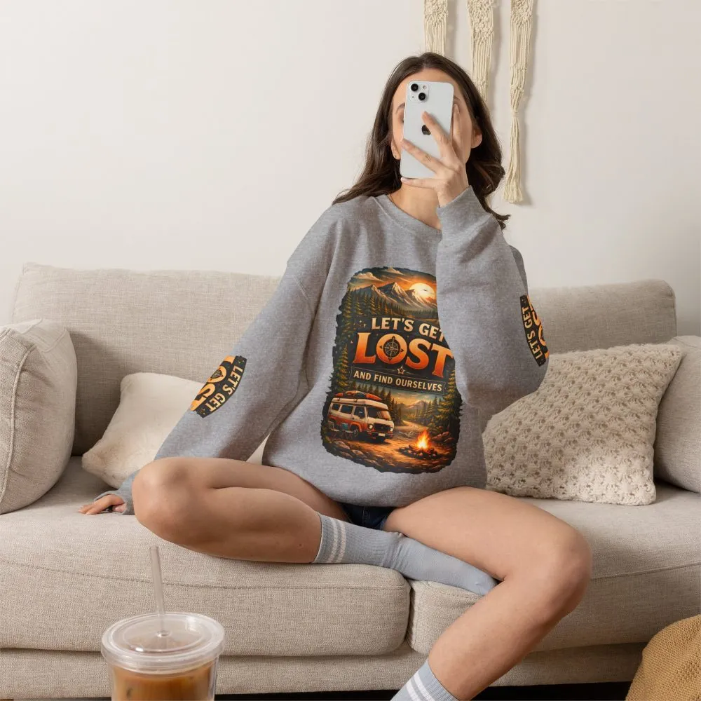 Unisex Heavy Blend™ Crewneck Sweatshirt — "Let´s Get Lost And Found Ourselfs" Design Scenic-Line
