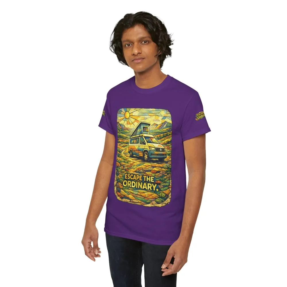 Unisex Heavy Cotton Tee — "Escape The Ordinary" Design Cubic-Line