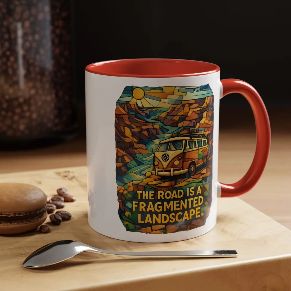 5277230974701570102_2048.jpeg Accent Coffee Mug (11, 15oz) — "The Road Is A Fragmented Landscape" Design Cubic-Line