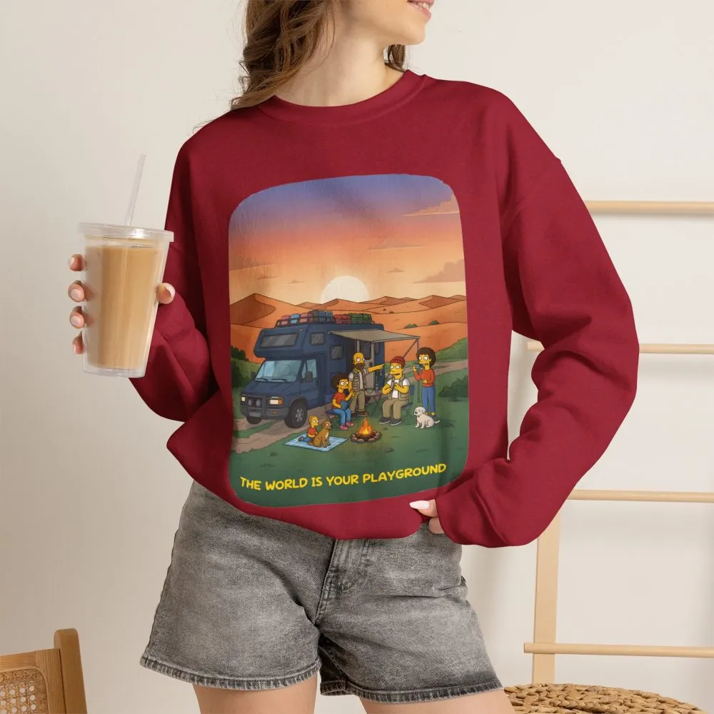 Unisex Heavy Blend™ Crewneck Sweatshirt — "The World Is Your playground" Design Sitcom-Line