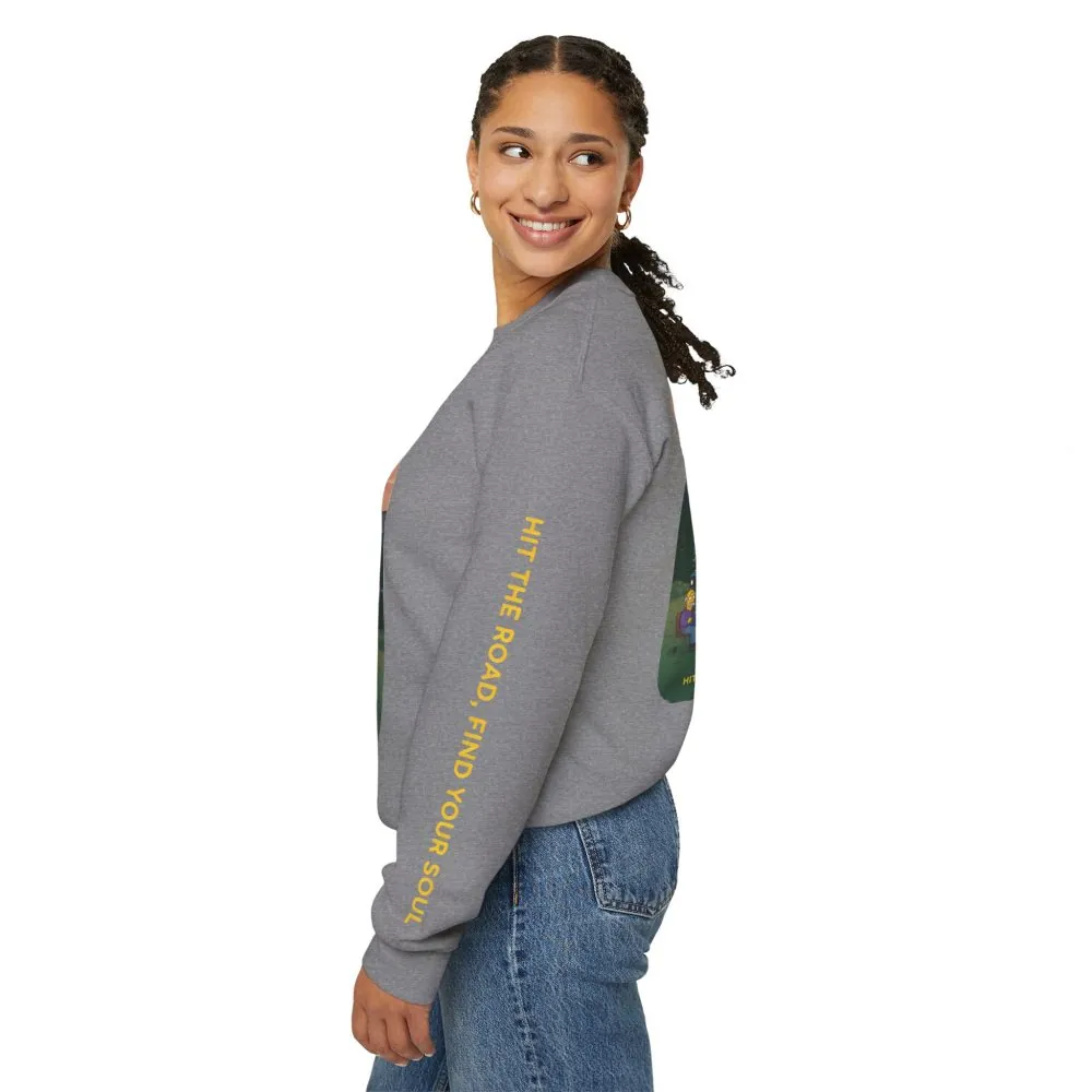 Unisex Heavy Blend™ Crewneck Sweatshirt — "Hit The Road-Find Your Soul" Design Sitcom-Line