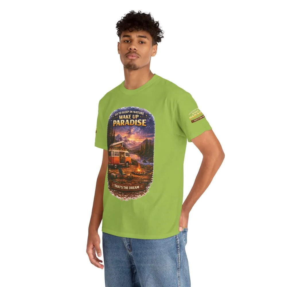 Unisex Heavy Cotton Tee — "Go Sleep In Nature" Design Scenic-Line