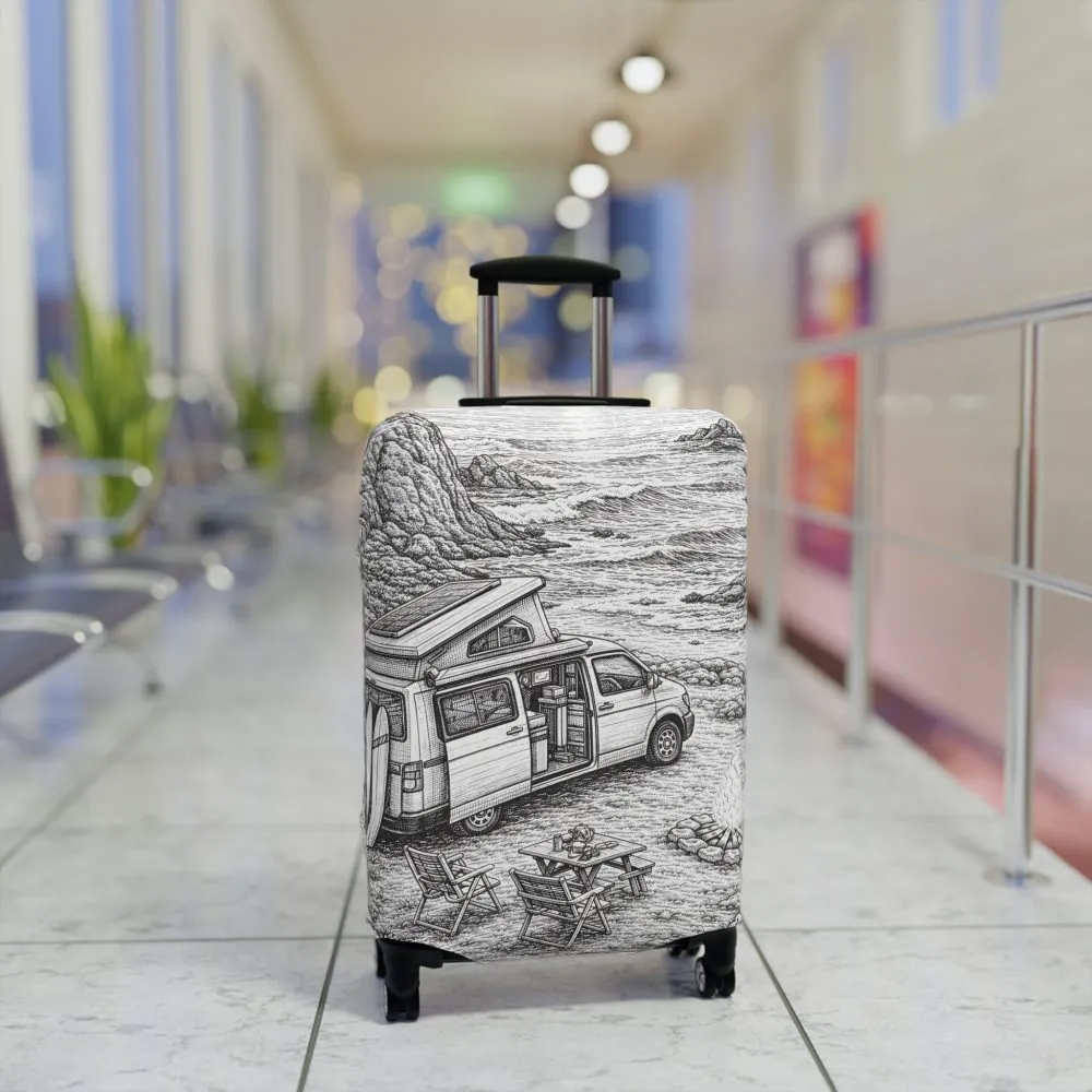 Luggage Cover — Adventure Camper Sketch Travel Suitcase