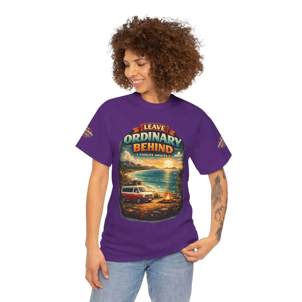Unisex Heavy Cotton Tee — "Leave Ordinary Behind" Design Scenic-Line