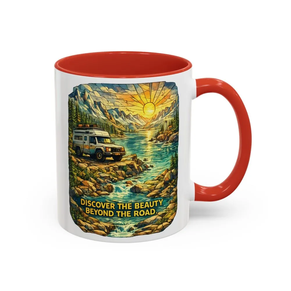5301736281515799722_2048.jpeg Accent Coffee Mug (11, 15oz) — "Discover The Bieuty Beyond The Road" Design Cubic-Line