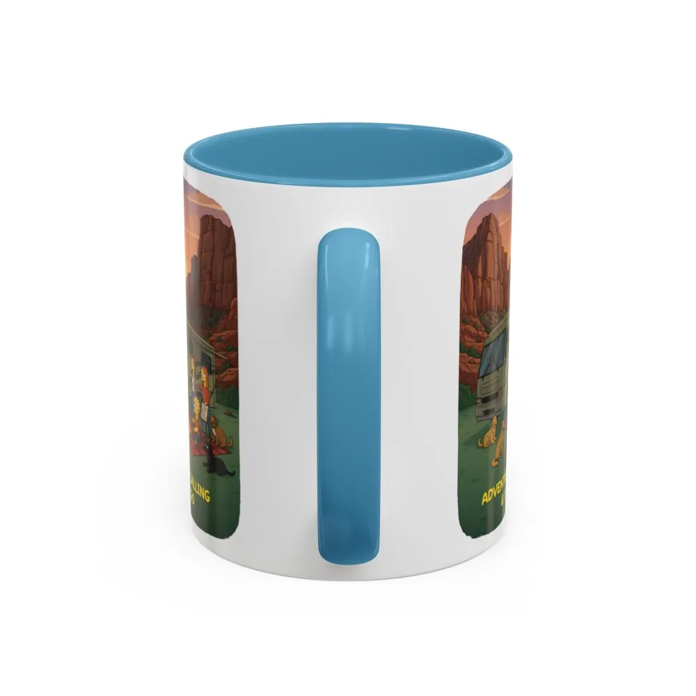 Accent Coffee Mug (11, 15oz) — "Adventure Is Calling-I Must Go" Design Sitcom-Line