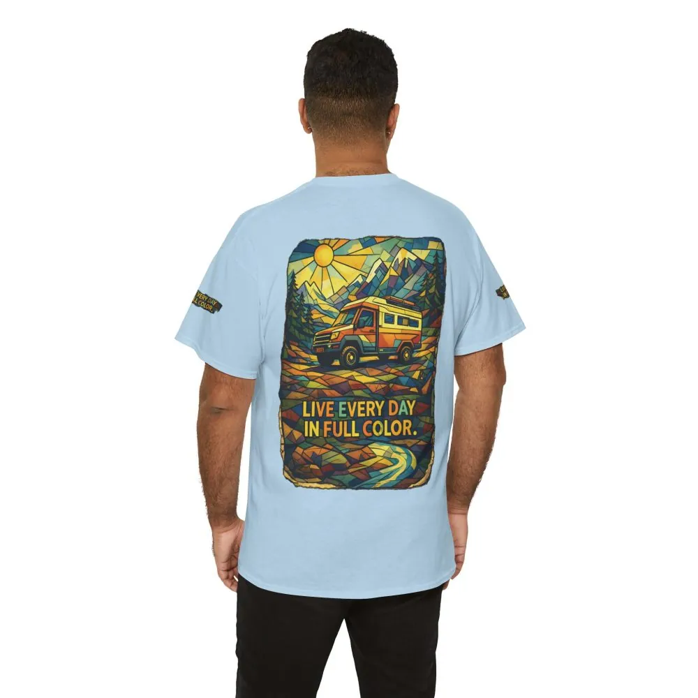 5318903789648937610_2048.jpeg Unisex Heavy Cotton Tee — "Live Life Every Day In Full Color" Design Cubic-Line