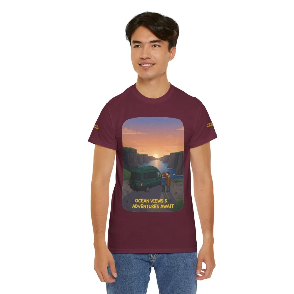 5319433357372947644_2048.jpeg Unisex Heavy Cotton Tee — "Ocean Views-Adventures Awaits" Design Sitcom-Line