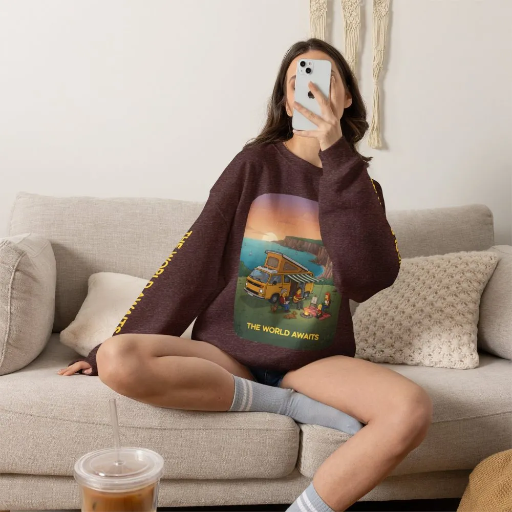 5321694255226538237_2048.jpeg Unisex Heavy Blend™ Crewneck Sweatshirt — "The World Awaits" Design Sitcom-Line