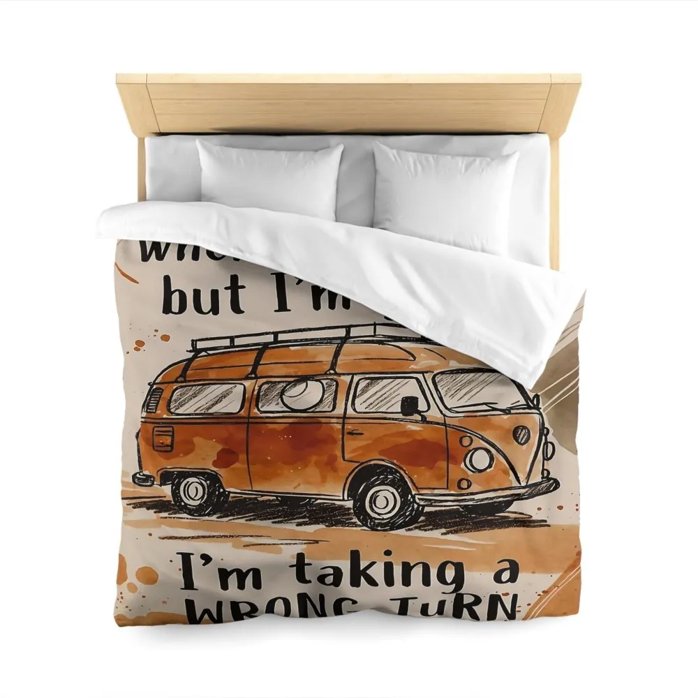 Duvet Cover - 'I Don't Know Where I'm Going' Vintage Camper Quote Microfiber Duvet