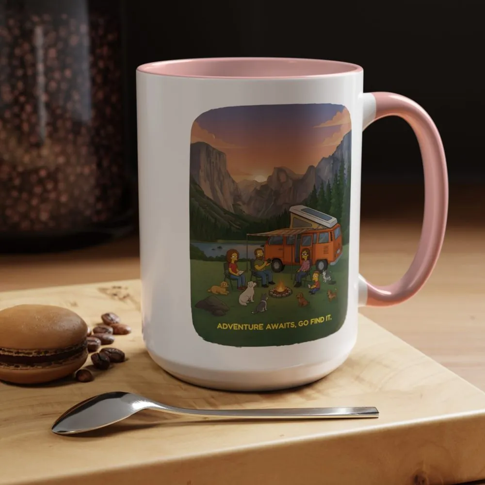 Accent Coffee Mug (11, 15oz) — "Adventure Awaits-Go Find It"" Design Sitcom-Line
