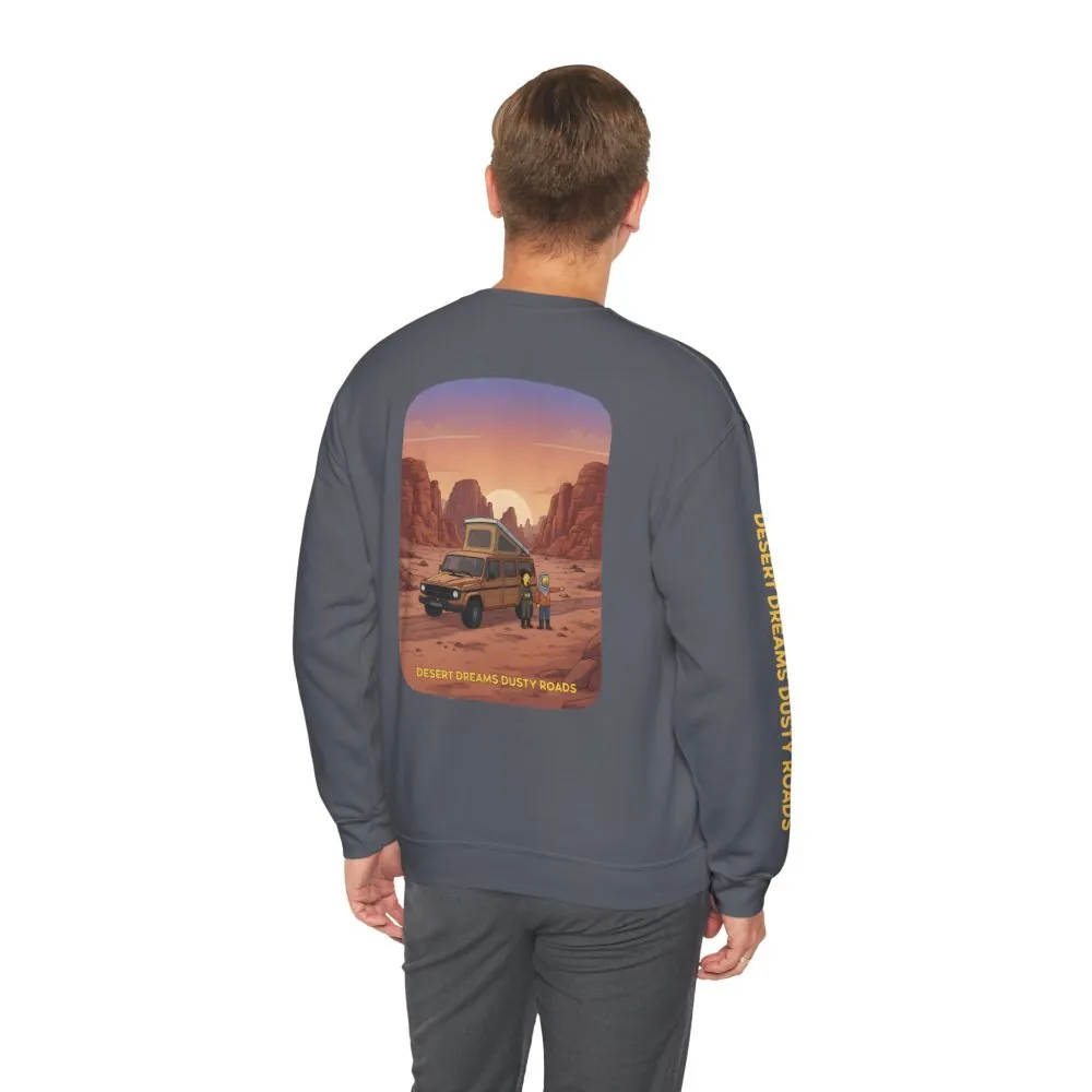 Unisex Heavy Blend™ Crewneck Sweatshirt — "Desert Dreams Dusty Roads" Design Sitcom-Line