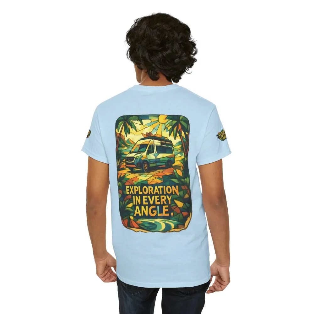 Unisex Heavy Cotton Tee — "Exploration In Every Angle" Design Cubic-Line