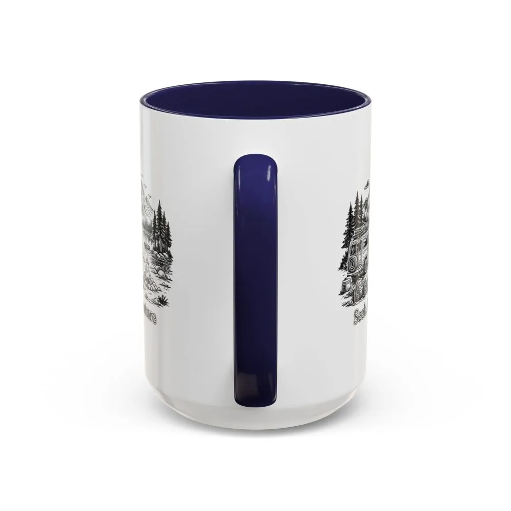 Accent Coffee Mug (11, 15oz) — "Seek Adventure" Design Minimal-Line