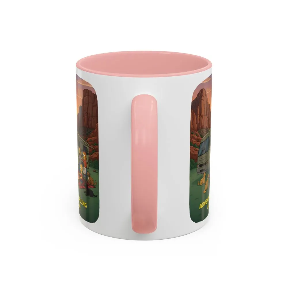 Accent Coffee Mug (11, 15oz) — "Adventure Is Calling-I Must Go" Design Sitcom-Line