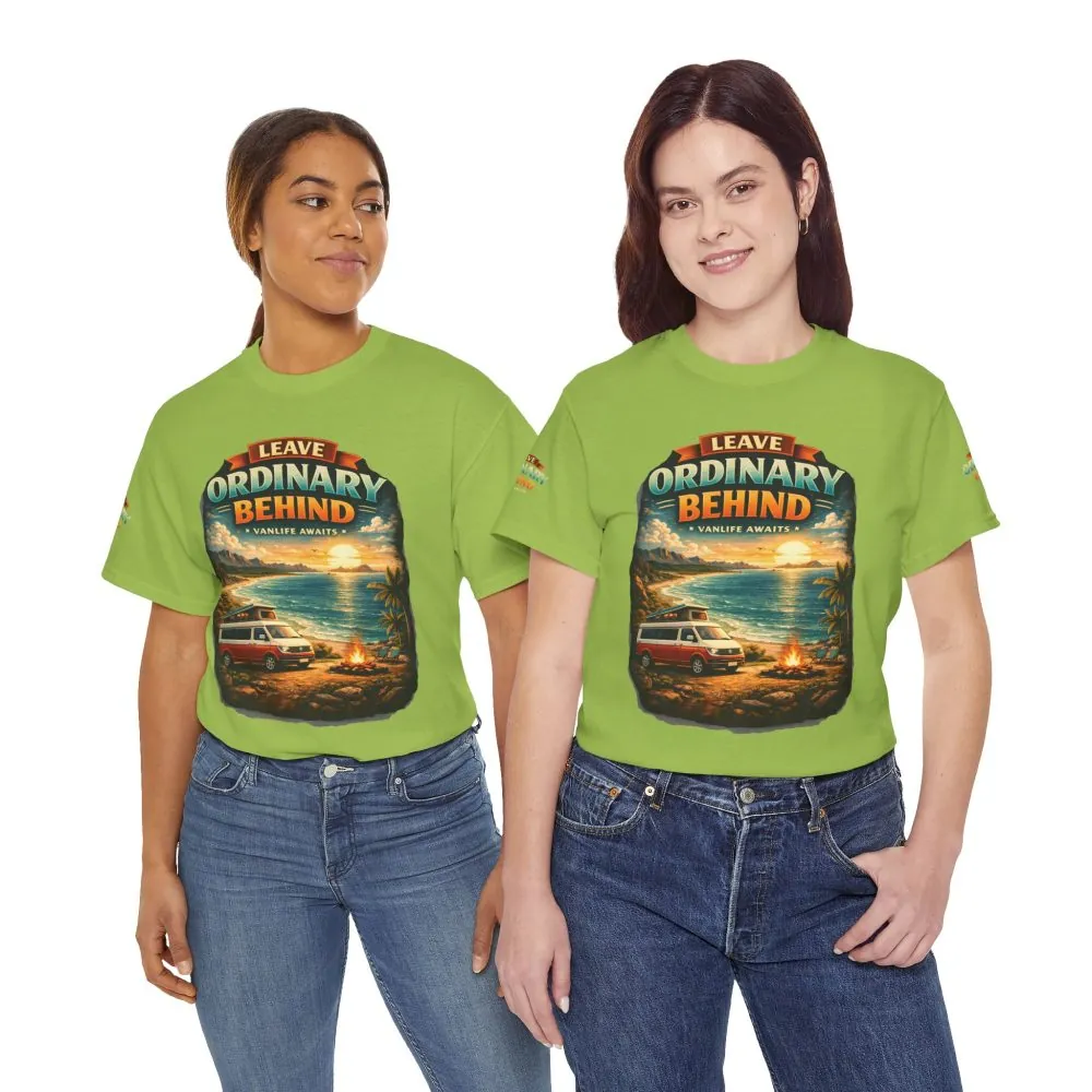Unisex Heavy Cotton Tee — "Leave Ordinary Behind" Design Scenic-Line