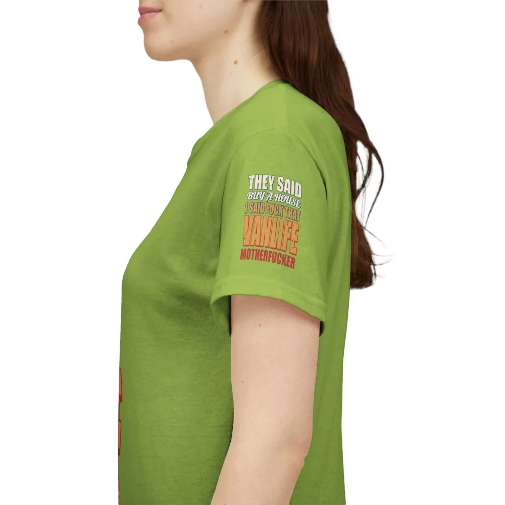 Unisex Heavy Cotton Tee — "They Said Buy A House" Design F**K-Line