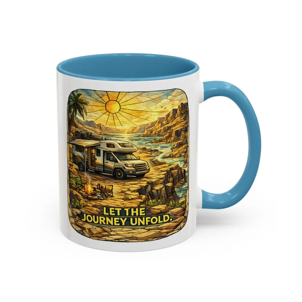 Accent Coffee Mug (11, 15oz) — "Let The Journey Unfold" Design Cubic-Line