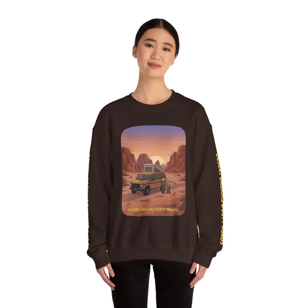 Unisex Heavy Blend™ Crewneck Sweatshirt — "Desert Dreams Dusty Roads" Design Sitcom-Line