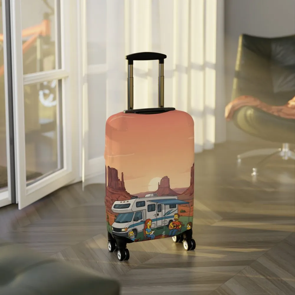 Luggage Cover — Adventure Camper Sketch Travel Suitcase(Design Sitcom-Line)