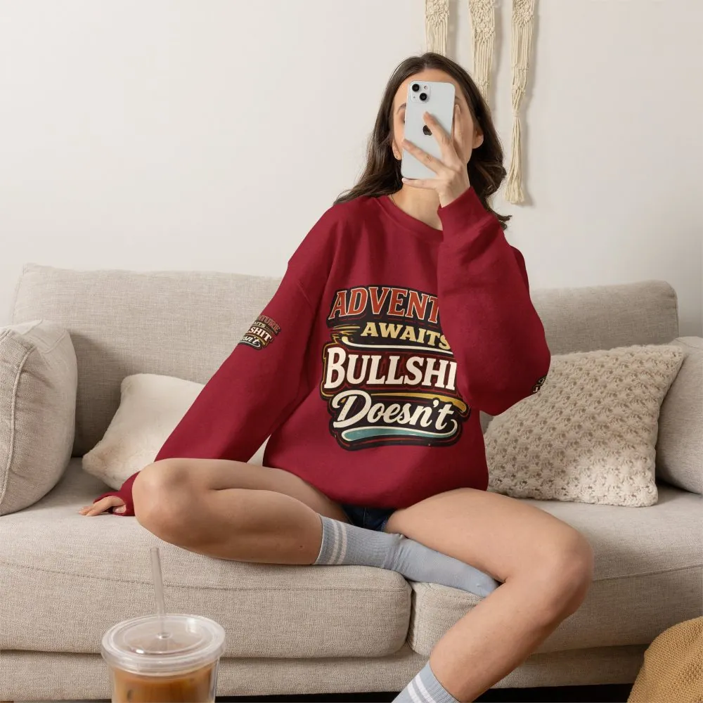 Unisex Heavy Blend™ Crewneck Sweatshirt — "Adventure Awaits" Design F**K-Line