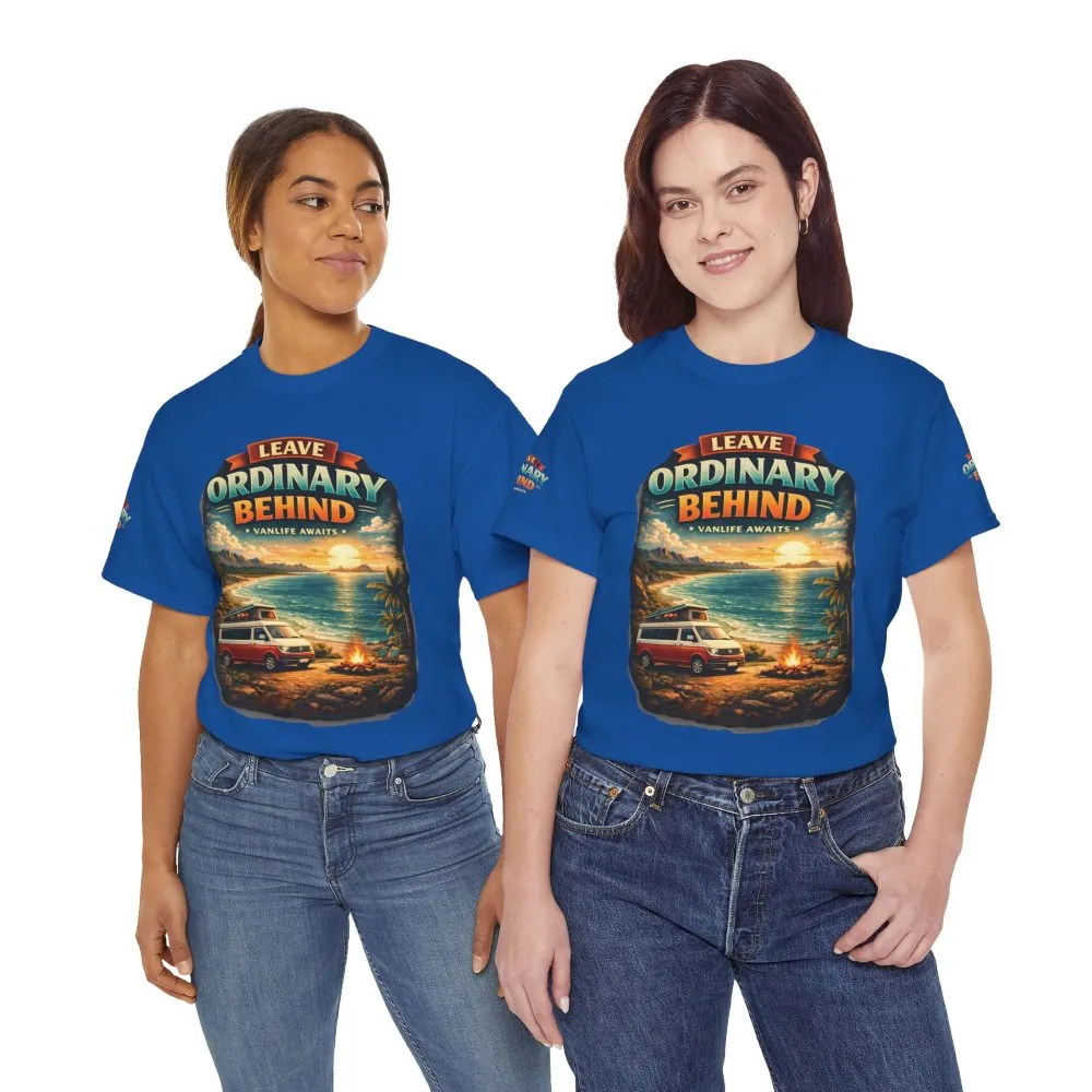 Unisex Heavy Cotton Tee — "Leave Ordinary Behind" Design Scenic-Line