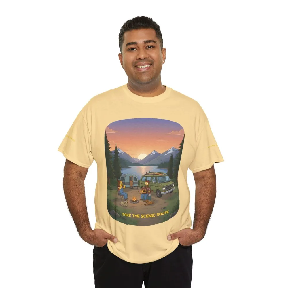 Unisex Heavy Cotton Tee — "Take The Scenic Route" Design Sitcom-Line