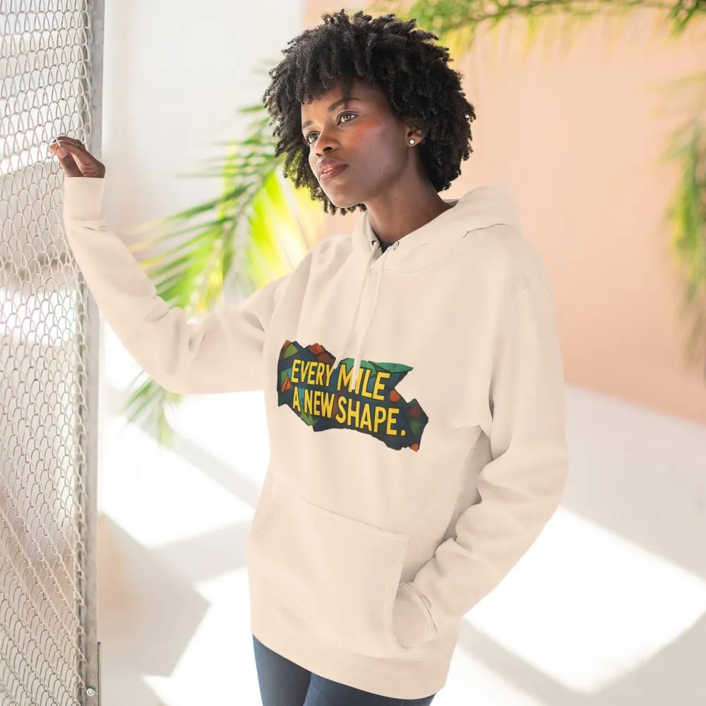 Three-Panel Fleece Hoodie - "Every Mile A New Shape" Design Cubic-Line