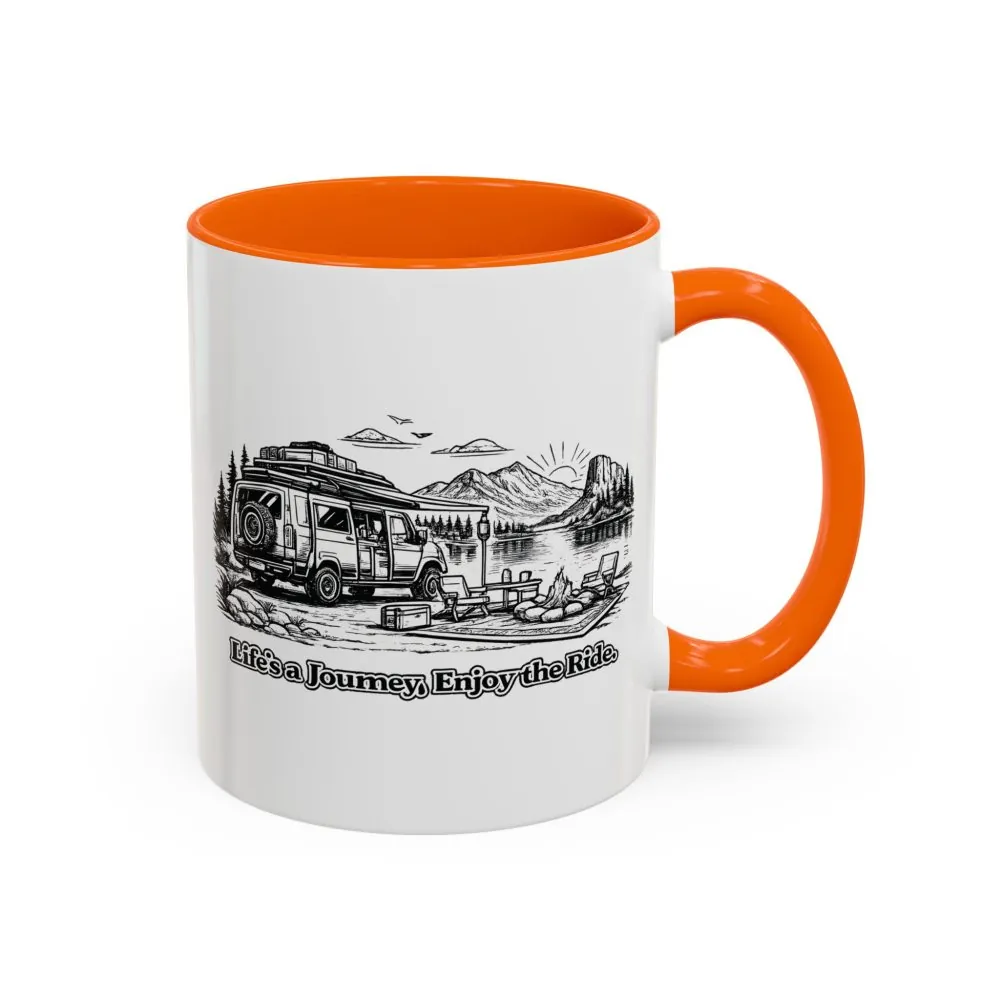 5409704626849180900_2048.jpeg Accent Coffee Mug (11, 15oz) — "Lifes A Journey,Enjoy The Ride" Design Minimal-Line