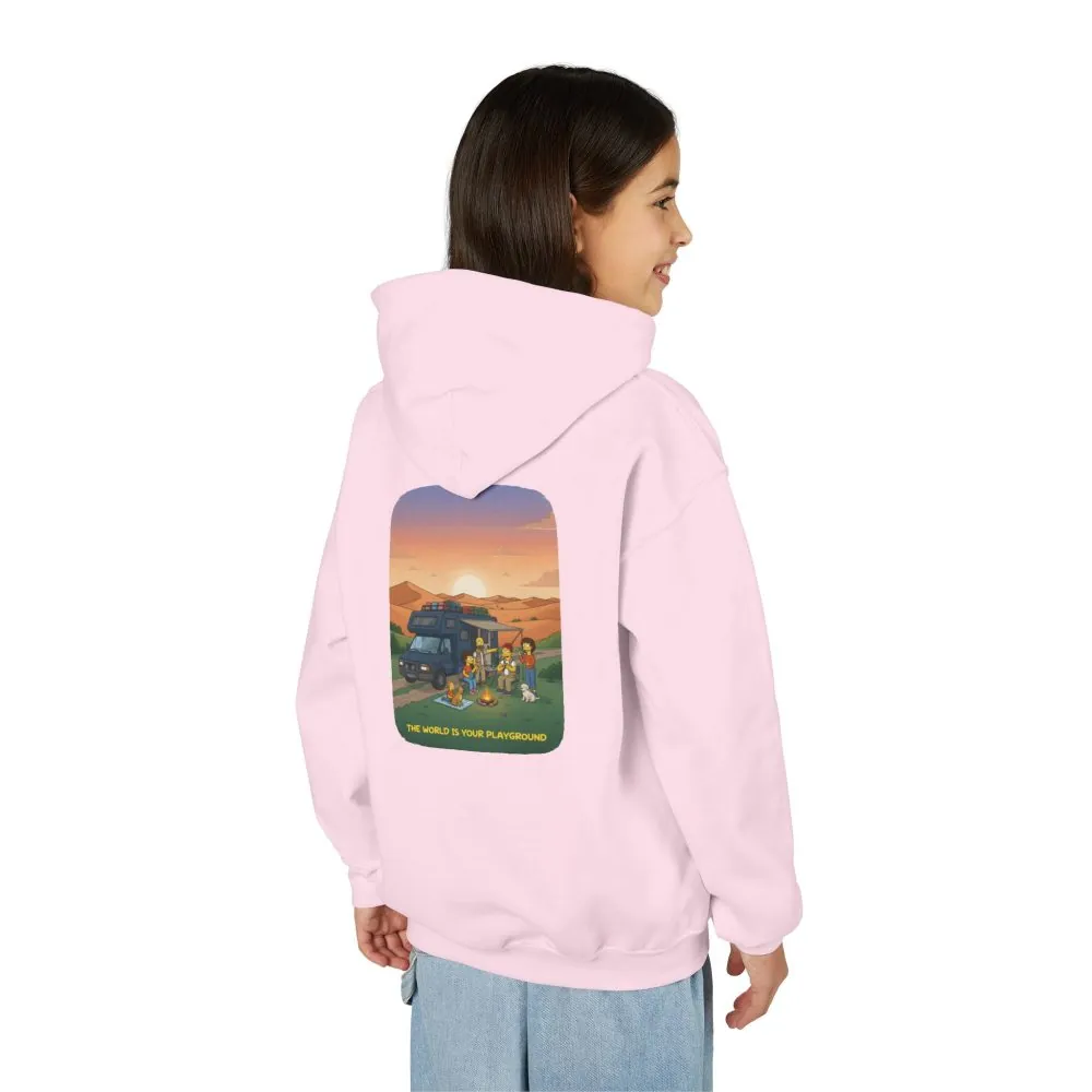 5415335833638933391_2048.jpeg Youth Hoodie(Gildan) – "The World Is Your playground" (Design Sitcom-Line)