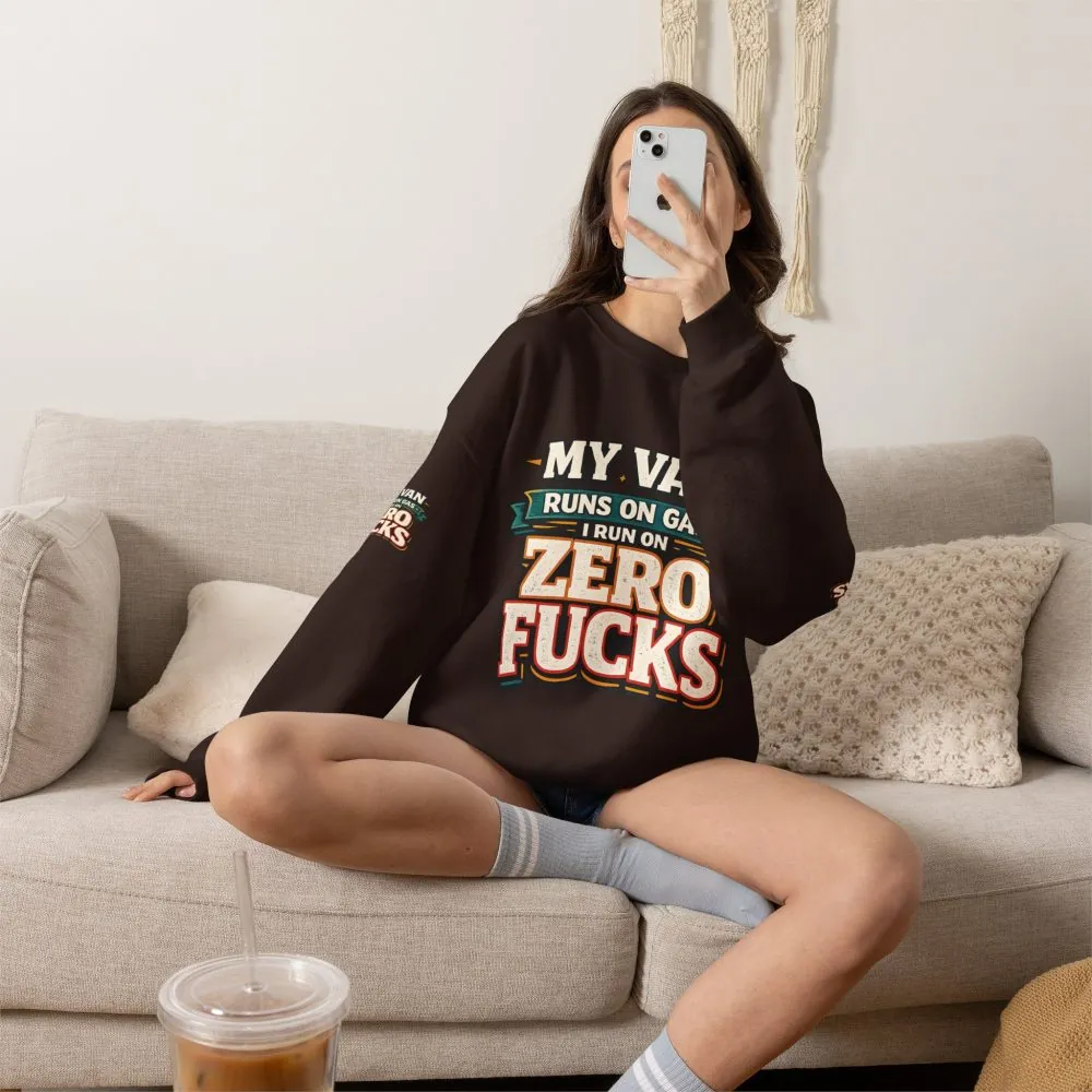 Unisex Heavy Blend™ Crewneck Sweatshirt — "My Van Runs On Gas" Design F**K-Line