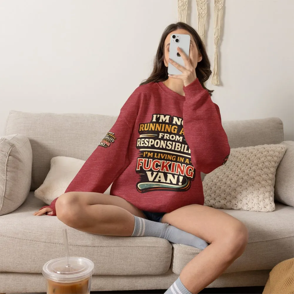 Unisex Heavy Blend™ Crewneck Sweatshirt — "I`m Not running Away" Design F**K-Line