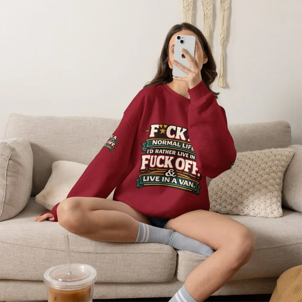 Unisex Heavy Blend™ Crewneck Sweatshirt — "Fuck A Normal Life" Design F**K-Line