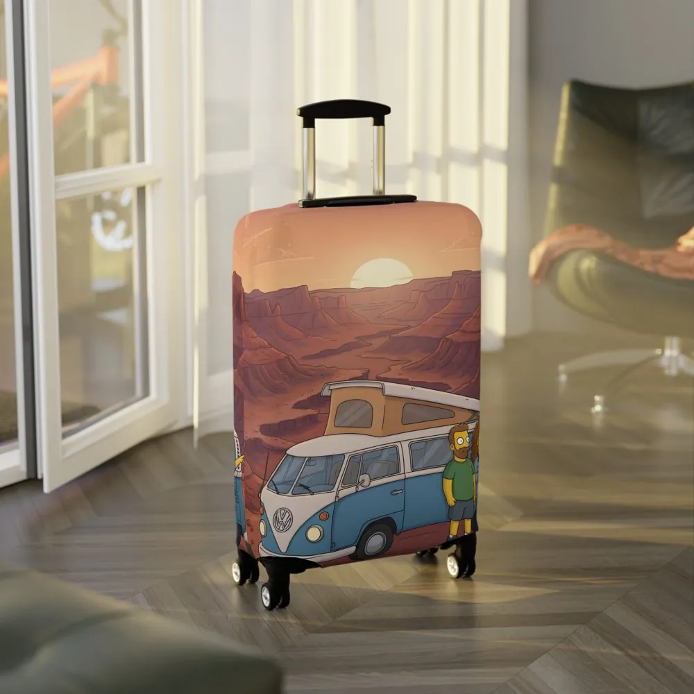 Luggage Cover — Adventure Camper Sketch Travel Suitcase(Design Sitcom-Line)