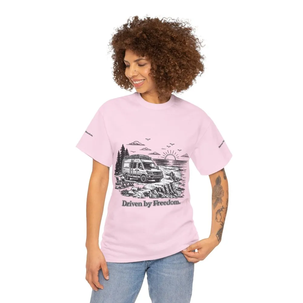 5470835997839707556_2048.jpeg Unisex Heavy Cotton Tee — ""Driven By Freedom" Design Minimal-Line
