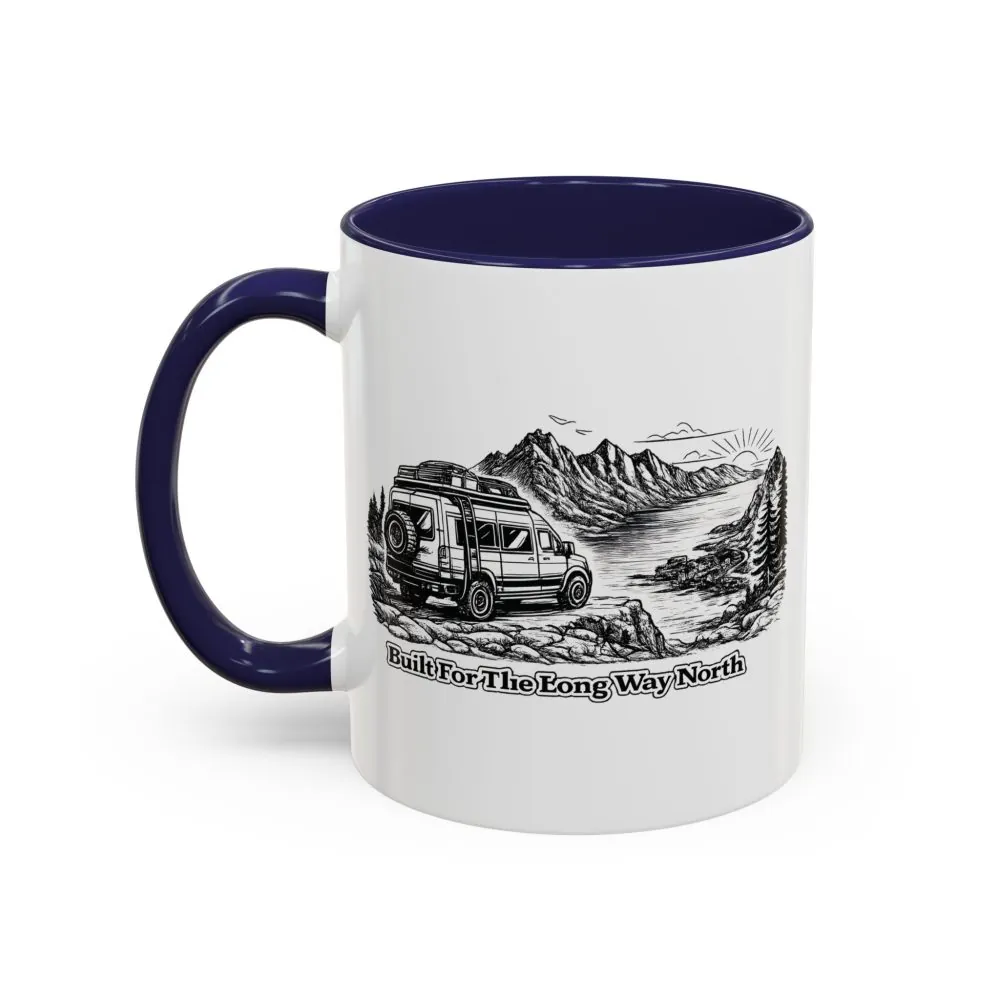 Accent Coffee Mug (11, 15oz) — "Built For The Long Way North" Design Minimal-Line