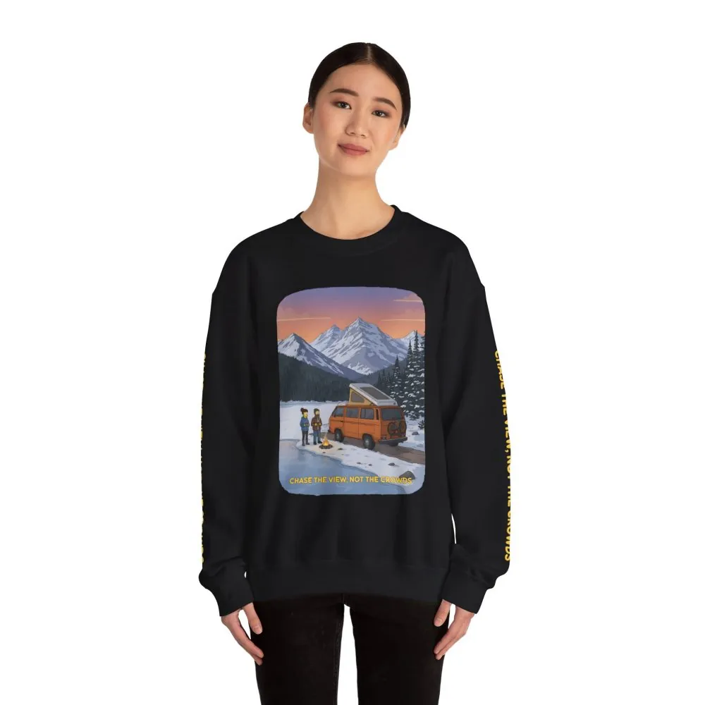 Unisex Heavy Blend™ Crewneck Sweatshirt — "Chase The Views-Not The Crowds"" Design Sitcom-Line