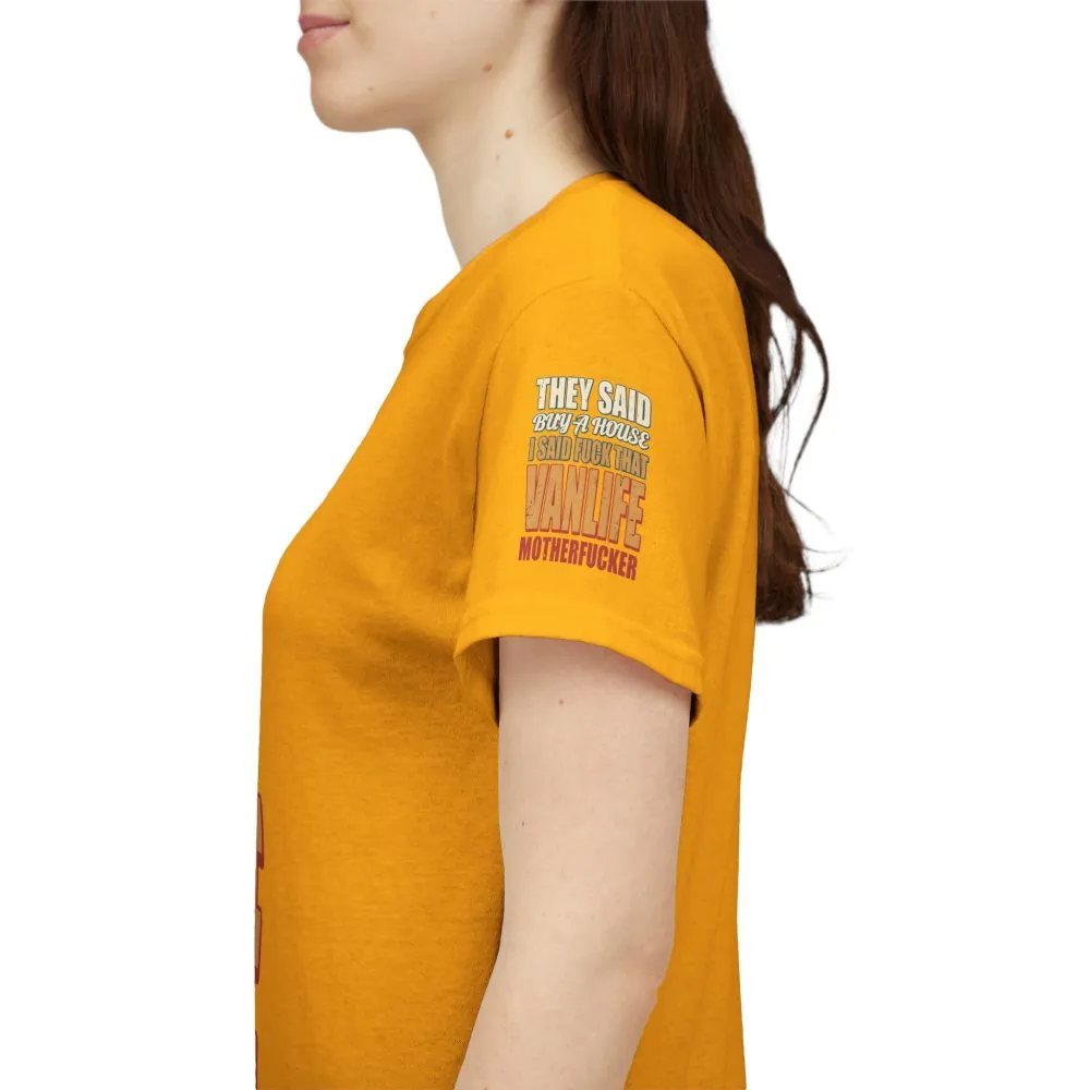 Unisex Heavy Cotton Tee — "They Said Buy A House" Design F**K-Line