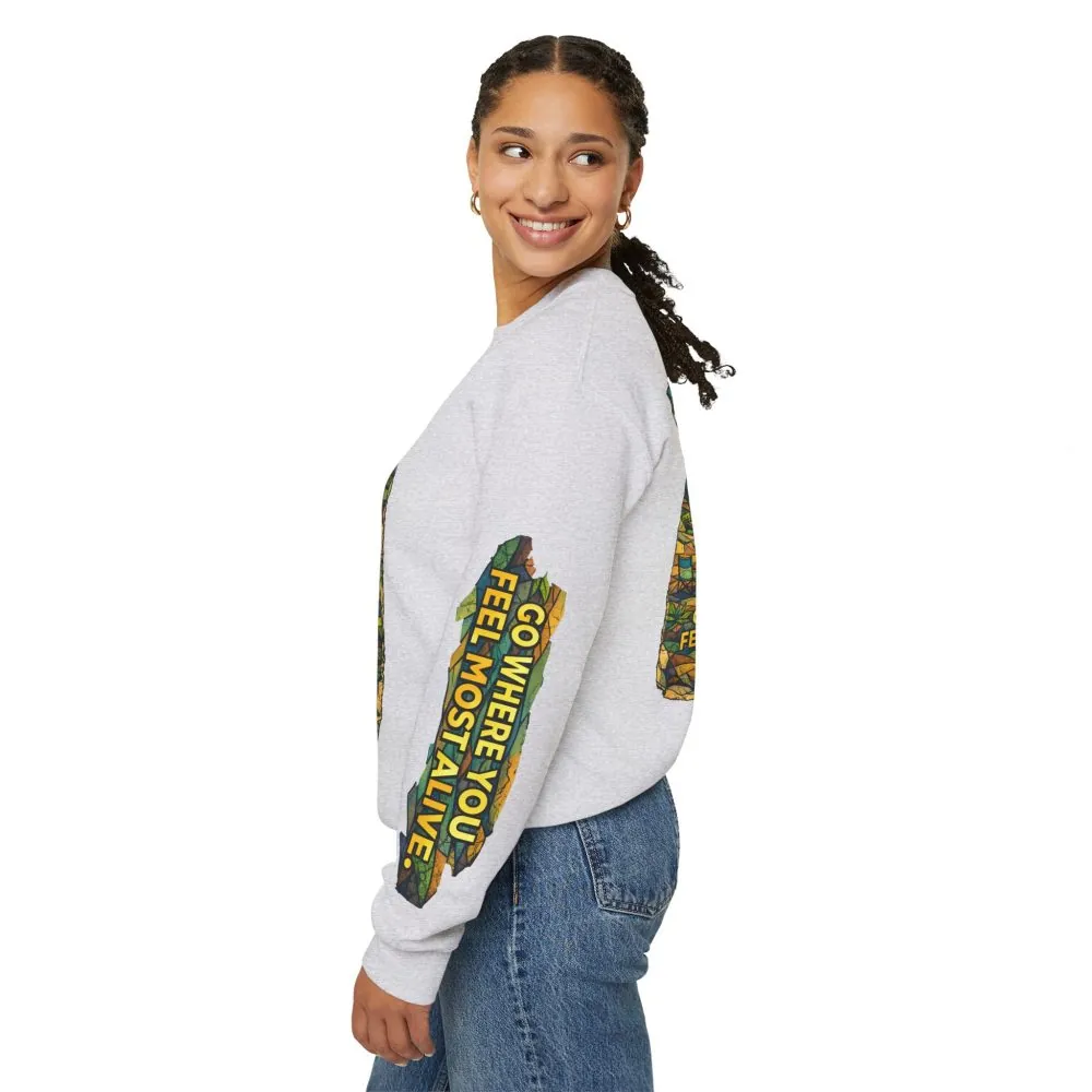 5482029011096318325_2048.jpeg Unisex Heavy Blend™ Crewneck Sweatshirt — "Go Where You Feel Most Alive" Design Cubic-Line