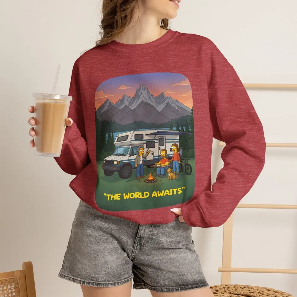 5483333491153814690_2048.jpeg Unisex Heavy Blend™ Crewneck Sweatshirt — "The World Awaits" Design Sitcom-Line