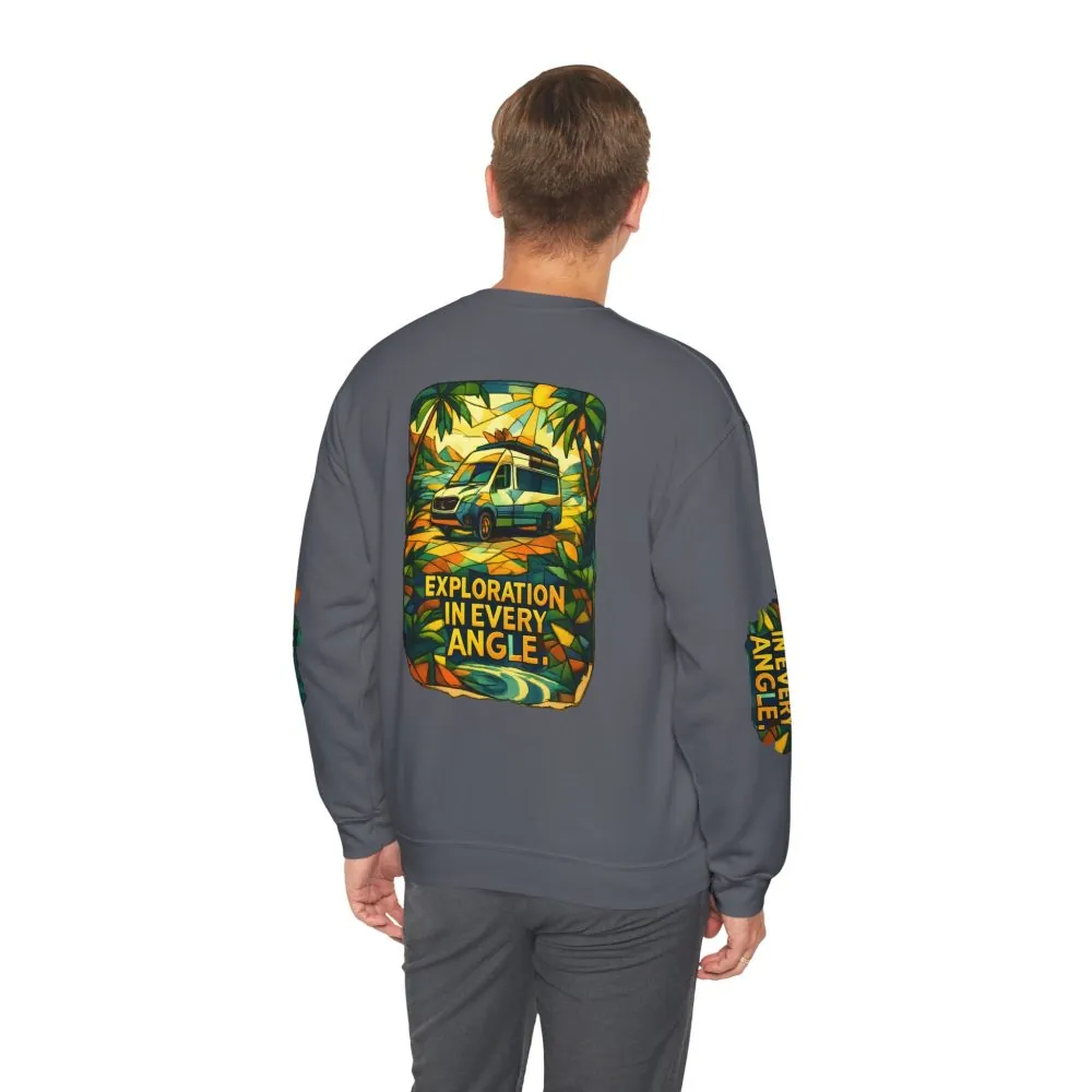 Unisex Heavy Blend™ Crewneck Sweatshirt — "Exploration In Every Angle" Design Cubic-Line