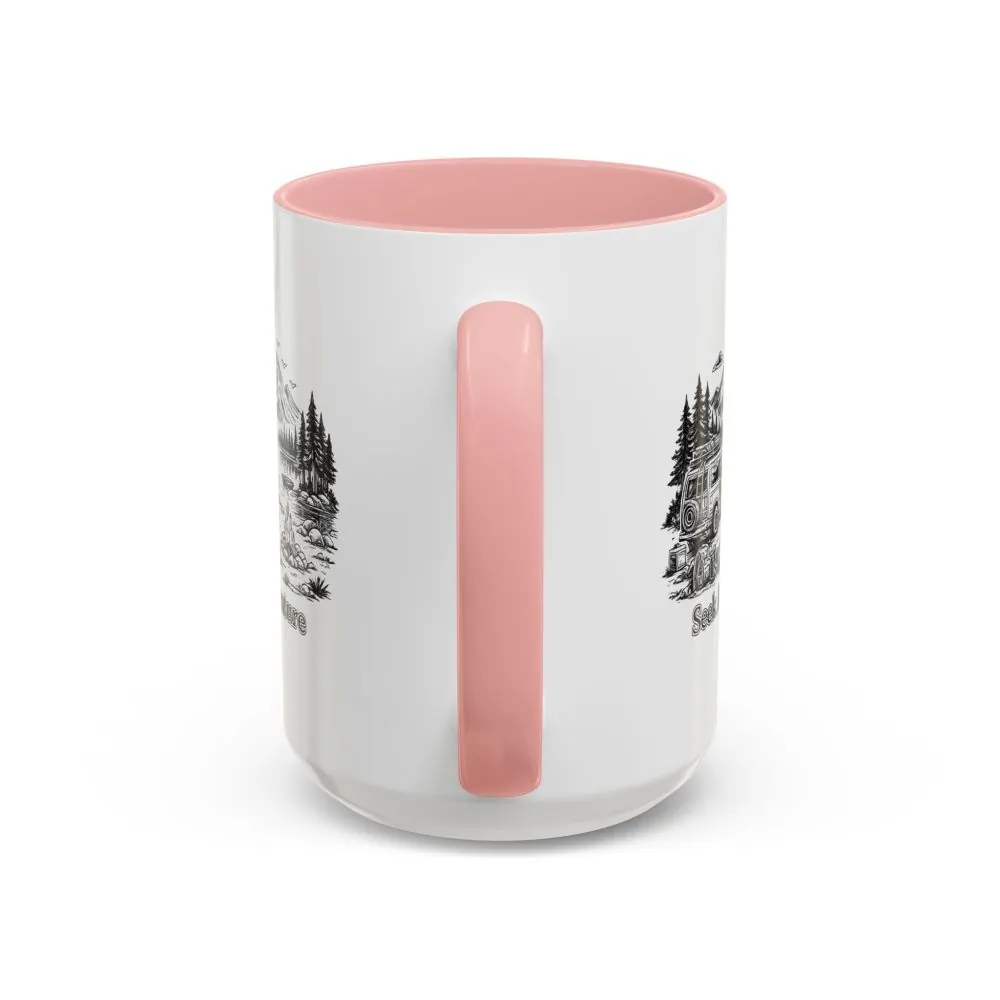 Accent Coffee Mug (11, 15oz) — "Seek Adventure" Design Minimal-Line
